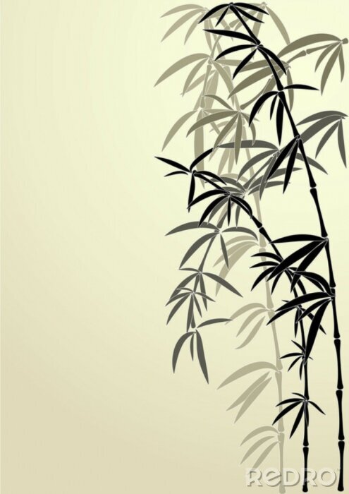 Papier peint  Motif avec bambou dans le style rétro
