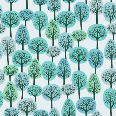 Papier peint  Motif avec des arbres bleus