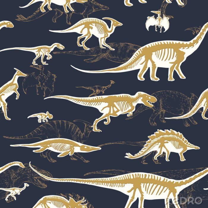 Papier peint  Motif avec des dinosaures