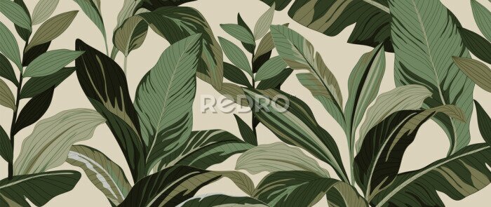 Papier peint  Motif avec des feuilles de plantes tropicales