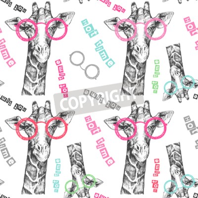 Papier peint  Motif avec des girafes pour jeunes