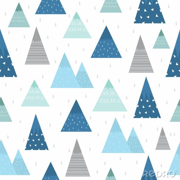 Papier peint  Motif avec des montagnes bleues