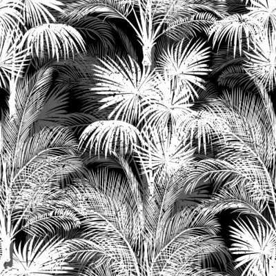 Papier peint  Motif avec palmiers noirs et blancs