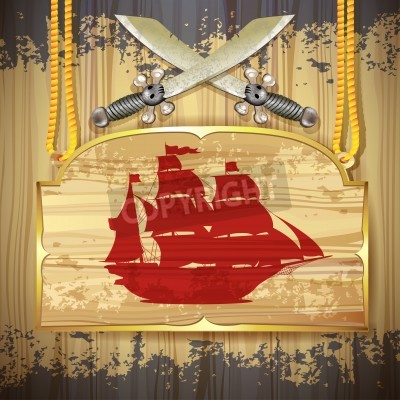 Papier peint  Motif avec un bateau pirate