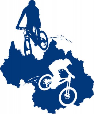 Papier peint  Motif bleu avec un vélo