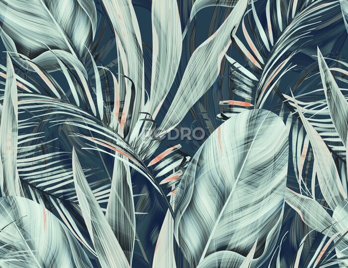 Papier peint  Motif botanique avec des feuilles tropicales