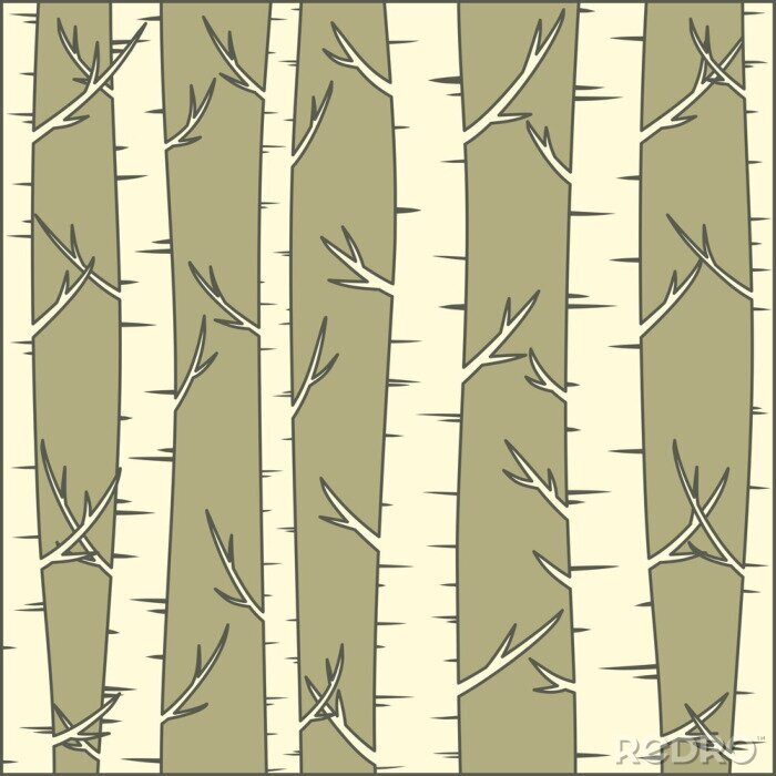 Papier peint  Motif brun avec bouleaux