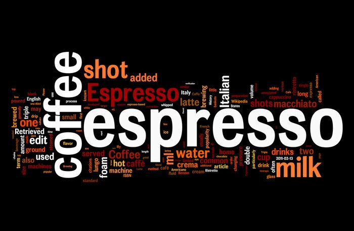 Papier peint  Motif café foncé et typographie