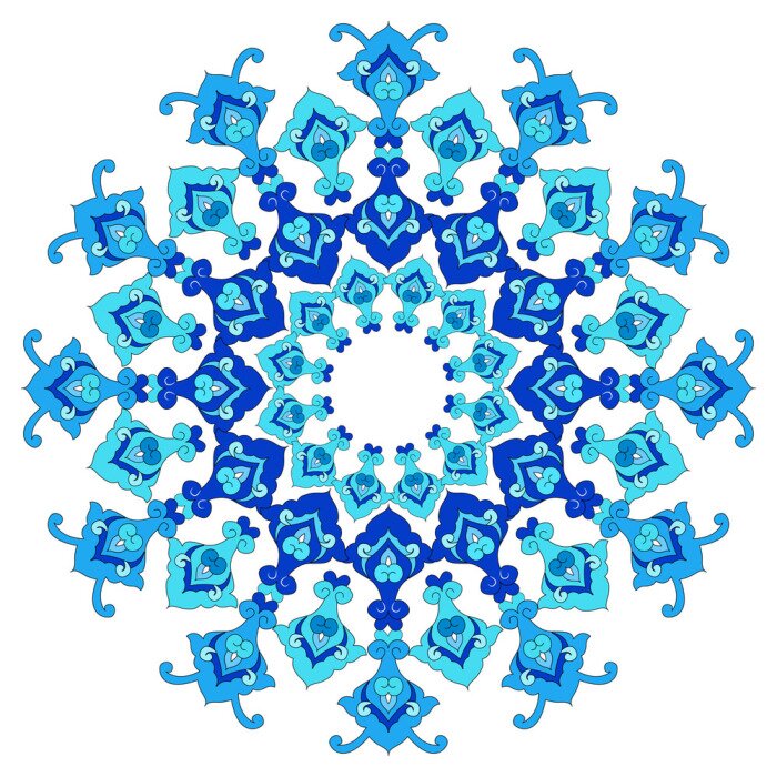 Papier peint  Motif circulaire bleu turquoise