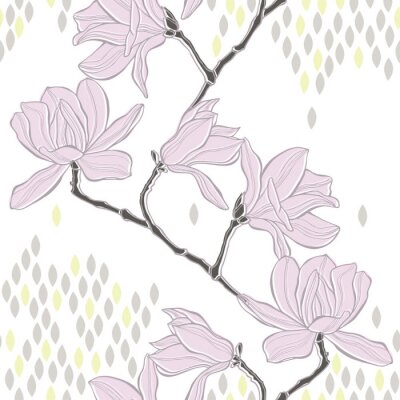 Papier peint  Motif clair magnolia