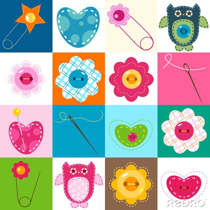 Papier peint  Motif coloré avec des boutons