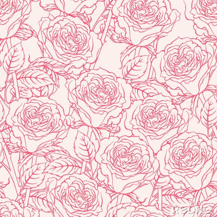 Papier peint  Motif couleur rose avec des roses