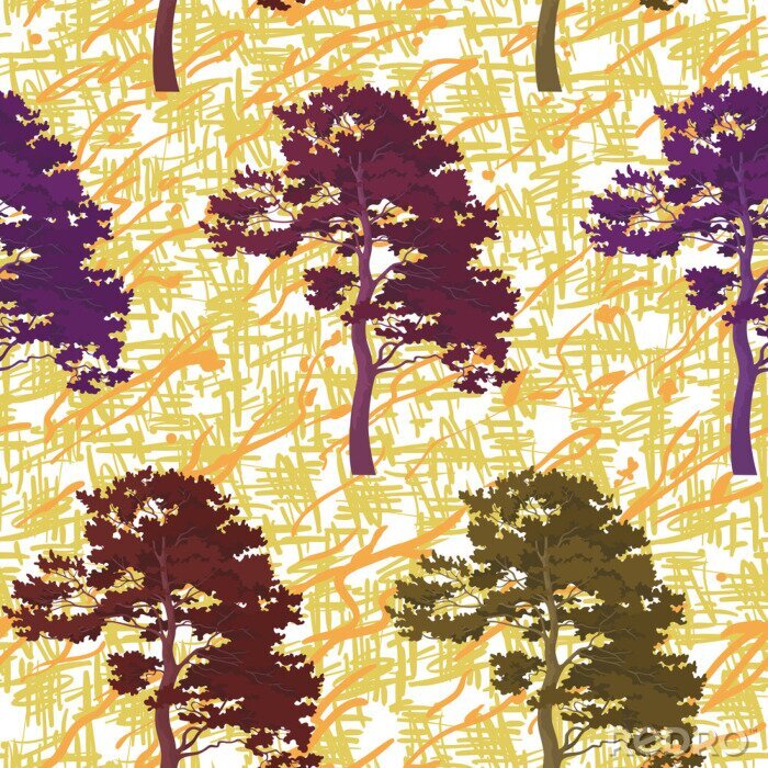 Papier peint  Motif d'arbre coloré