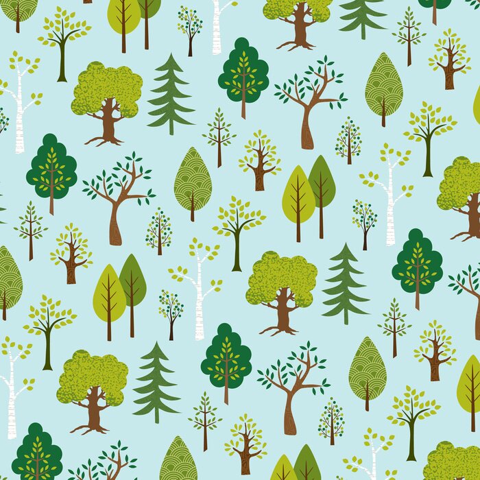 Papier peint  Motif d'arbre sur fond bleu