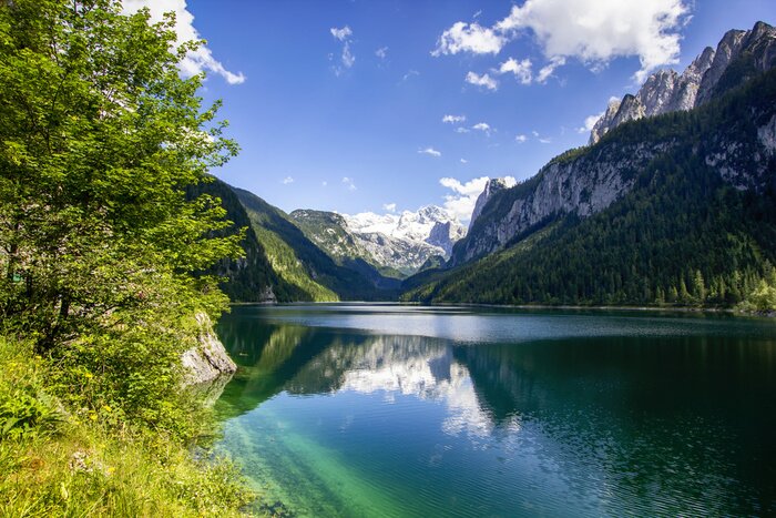 Papier peint  Motif d'une montagne entourée par la nature