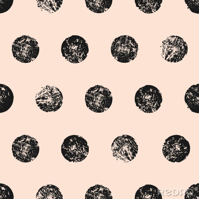 Papier peint  Motif de cercles noirs sur fond rose