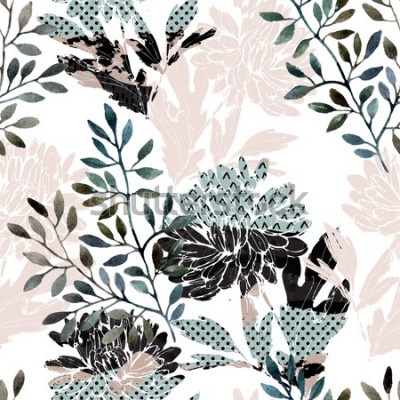 Papier peint  Motif de fleurs abstrait