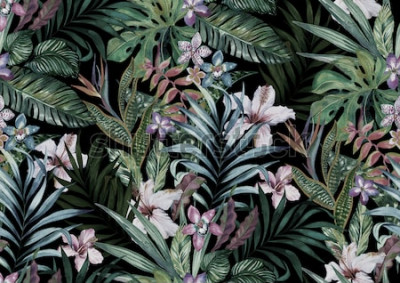 Papier peint  Motif de fleurs tropicales