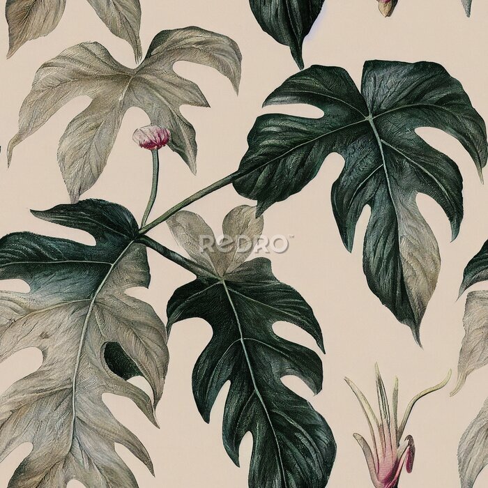 Papier peint  Motif délicat avec des feuilles