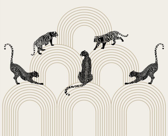 Papier peint  Motif élégant avec des guépards