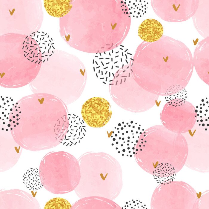 Papier peint  Motif en aquarelle rose et cercles abstraits