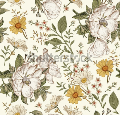 Papier peint  Motif fleurs des champs