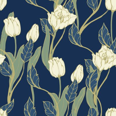 Papier peint  Motif floral abstrait avec des tulipes