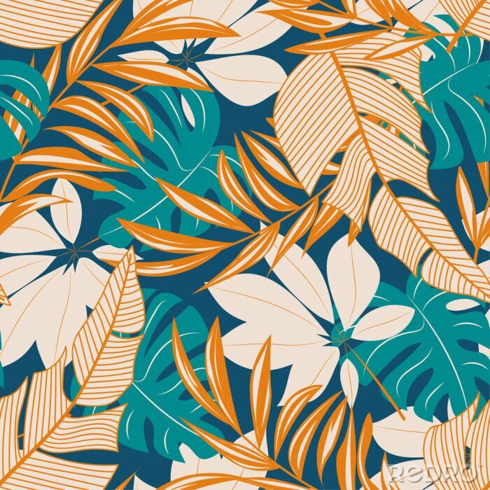 Papier peint  Motif floral de la jungle