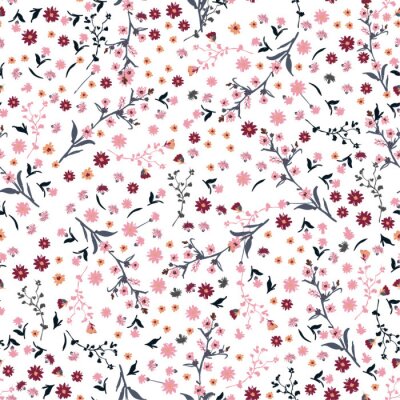 Motif floral fin de couleur rouge et rose