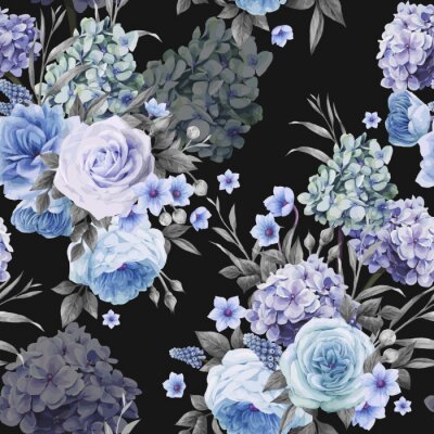 Motif floral sans couture avec des roses, aquarelle. Illustration vectorielle.