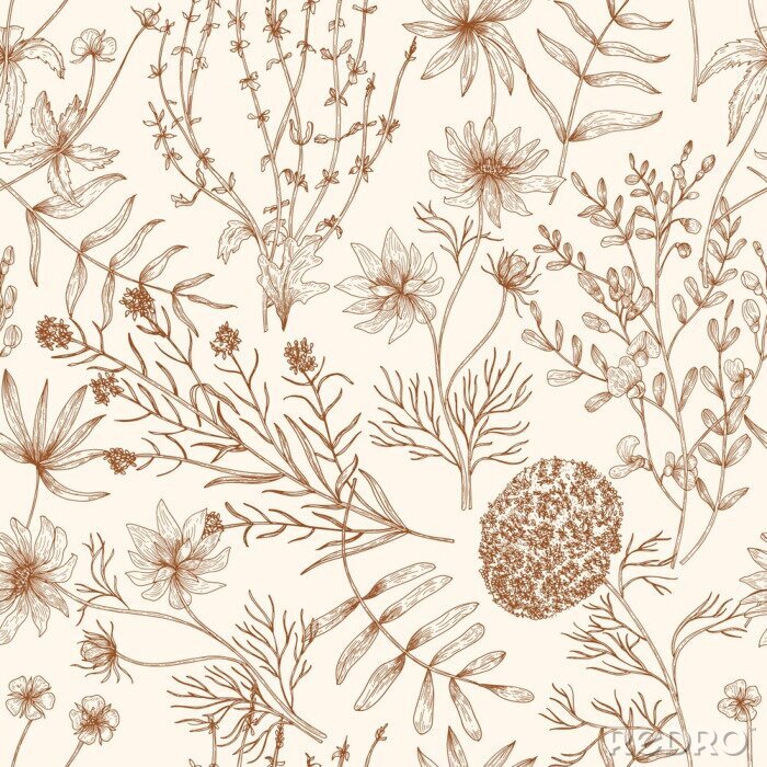 Papier peint  Motif floral vintage