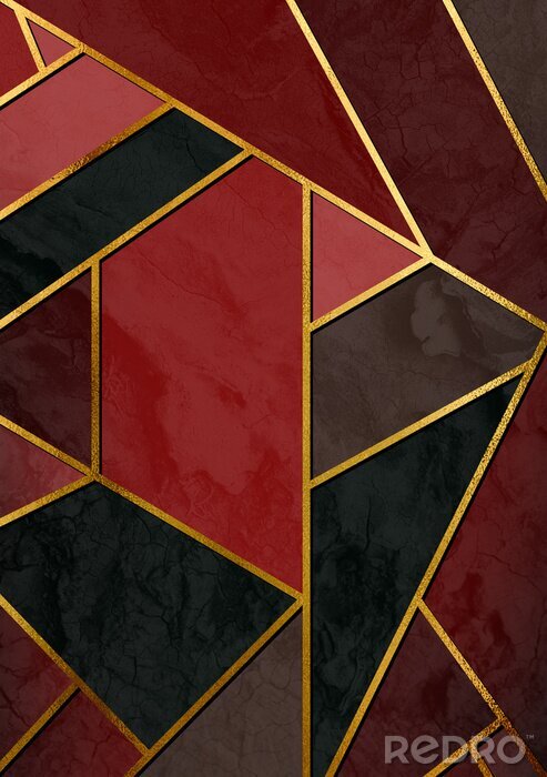 Papier peint  Motif géométrique avec des lignes dorées