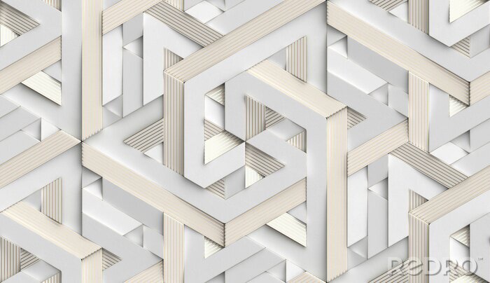Papier peint  Motif géométrique blanc en 3D