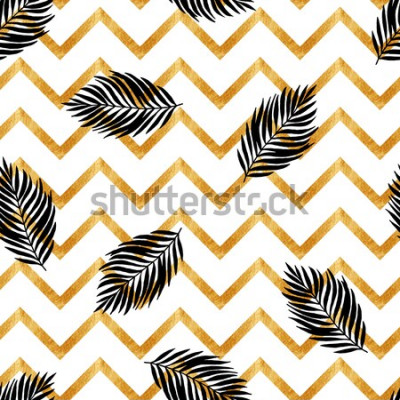 Papier peint  Motif géométrique feuilles