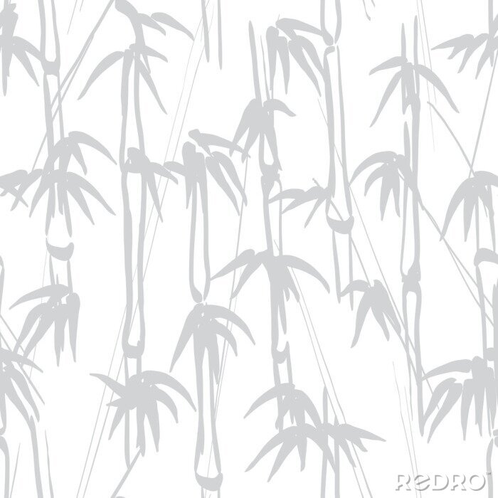 Papier peint  Motif graphique gris avec bambou