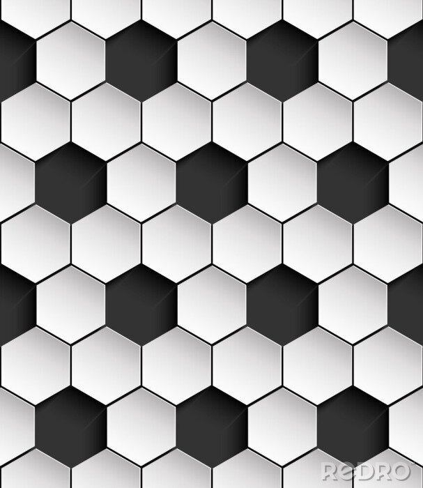 Papier peint  Motif hexagonal noir et blanc