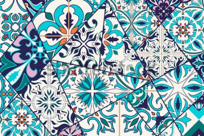 Papier peint  Motif marocain bleu