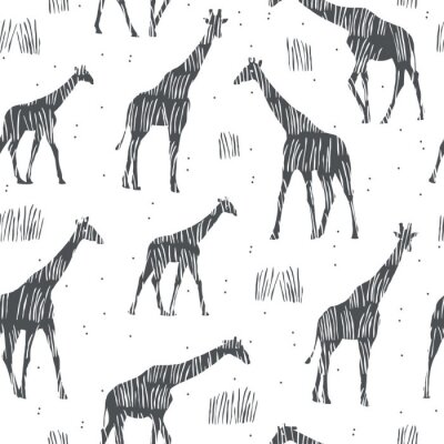 Papier peint  Motif minimaliste avec des girafes