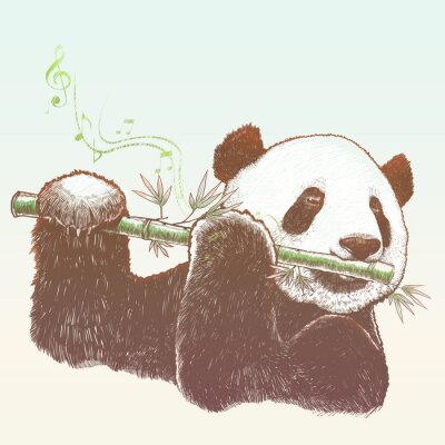 Papier peint  Motif musical avec un panda