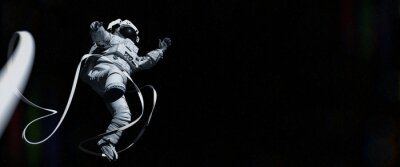 Motif noir et blanc avec un astronaute