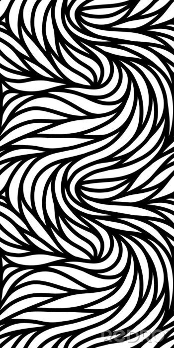 Papier peint  Motif ondulé noir et blanc