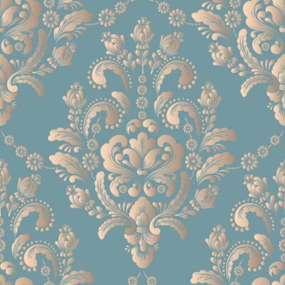 Motif ornemental beige sur fond turquoise