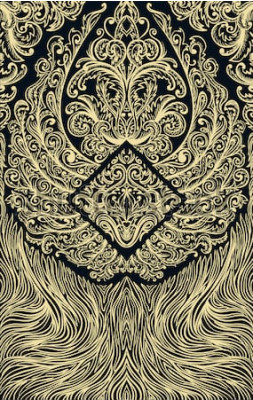 Papier peint  Motif ornemental sur fond noir