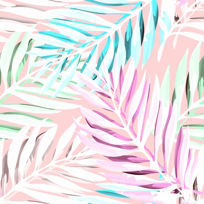 Papier peint  Motif pastel avec des feuilles