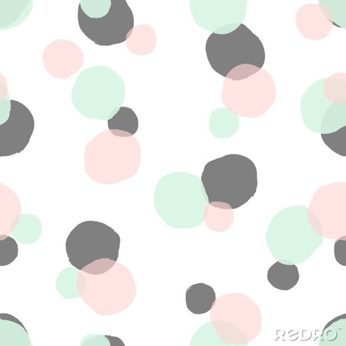 Papier peint  Motif pastel avec des points en trois couleurs