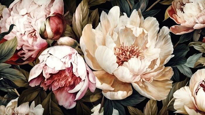 Papier peint  Motif pivoine élégant