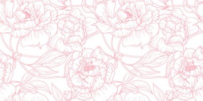 Papier peint  Motif pivoine rouge