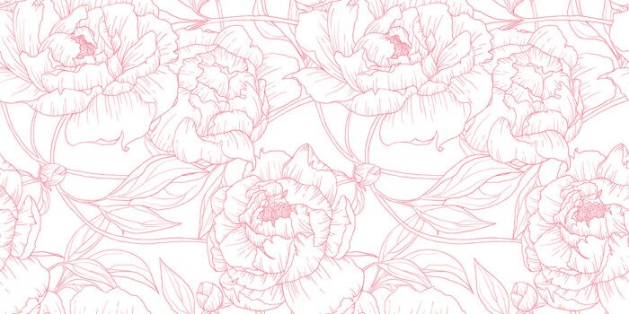 Papier peint  Motif pivoine rouge