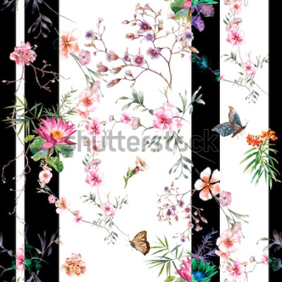 Papier peint  Motif printemps avec des papillons