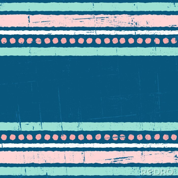 Papier peint  Motif rose et bleu de rayures et de points